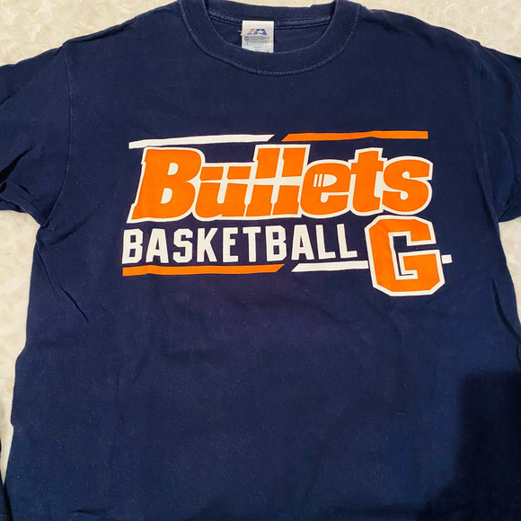 College Basketball Bullets Long Sleeve Navy Cotton Tee Shirt Sz Small - Picture 2 of 4